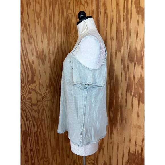 We The Free People Blouse Pullover Top Cold Shoulder Short Sleeve Knit Gray XS - Picture 3 of 7